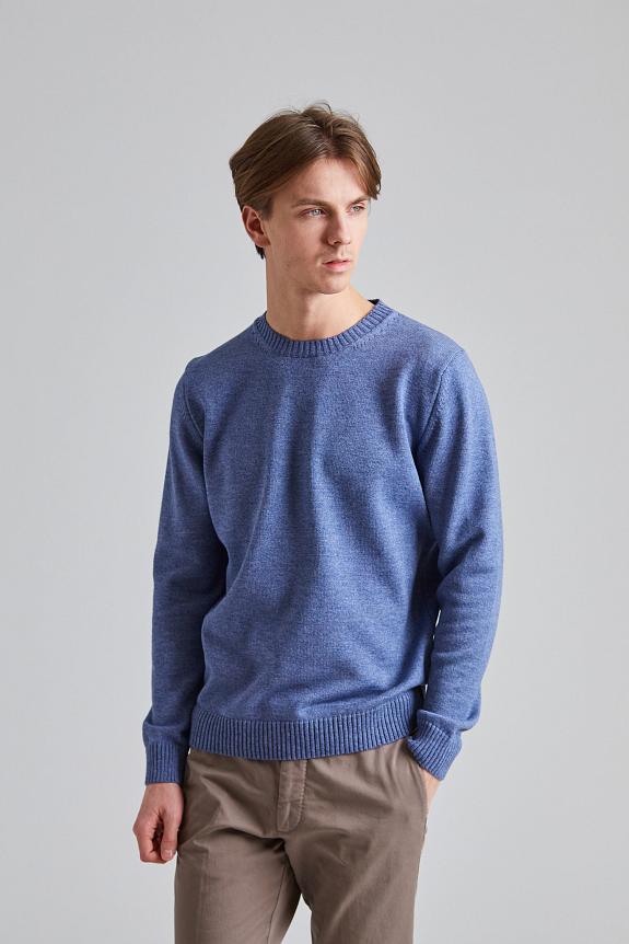 Stenströms Chunky Merino Crew Neck Blue Melange-3
