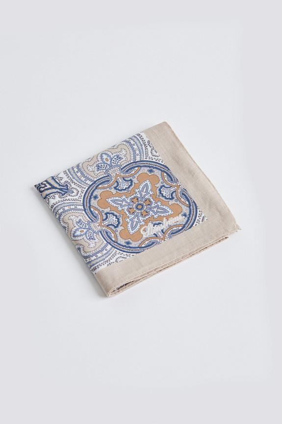 Stenströms Cotton Bandana Ecru with Blue Flowers