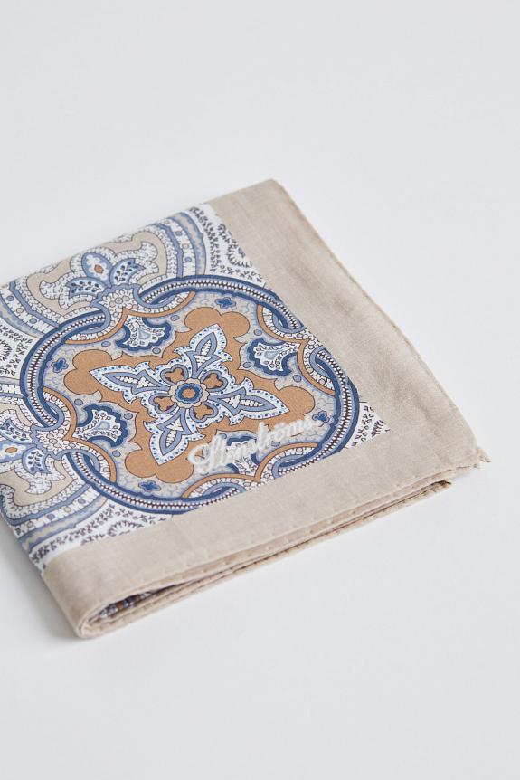 Stenströms Cotton Bandana Ecru with Blue Flowers-1