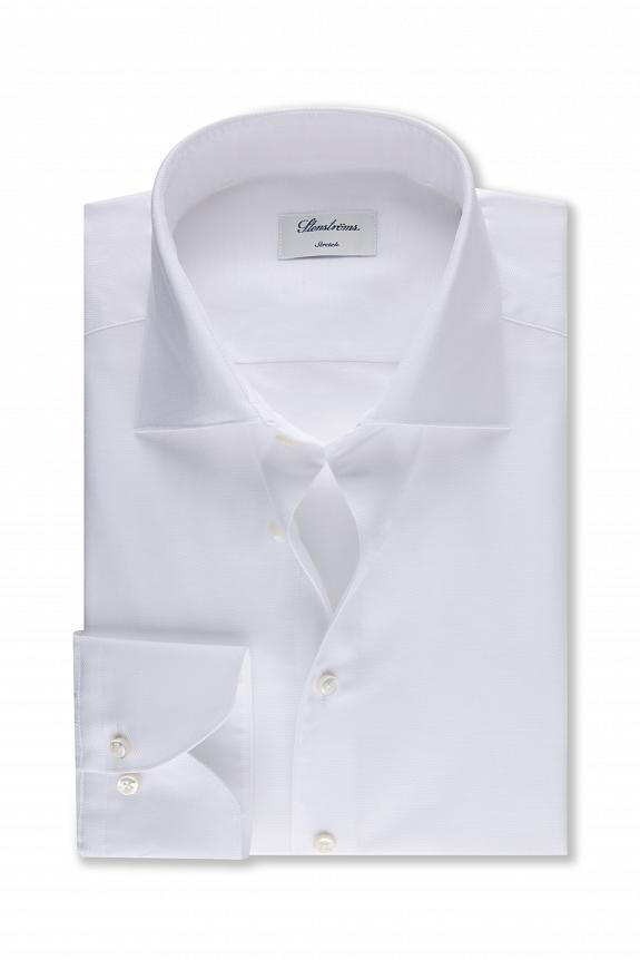 Stenströms Fitted Body Cotton/Linen Shirt White