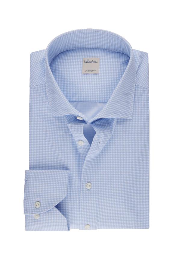 Stenströms Jersey Shirt LIght Blue Check-4