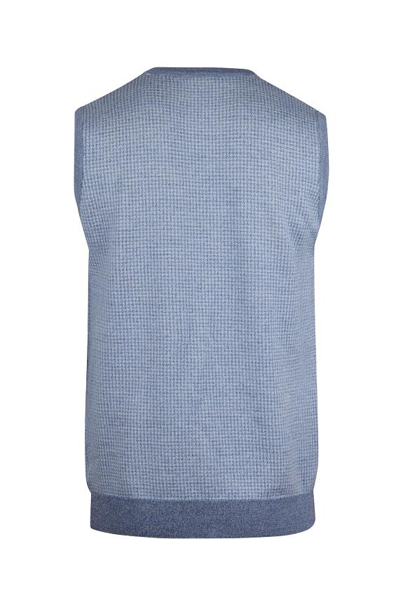 Stenströms Knitted Pepita Merino Vest Light Blue Check-6