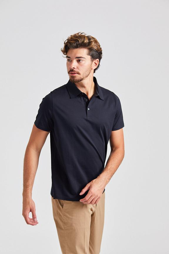 Stenströms Mercerized Cotton Polo Shirt Black-2