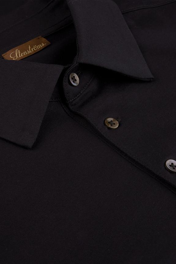 Stenströms Mercerized Cotton Polo Shirt Black-2