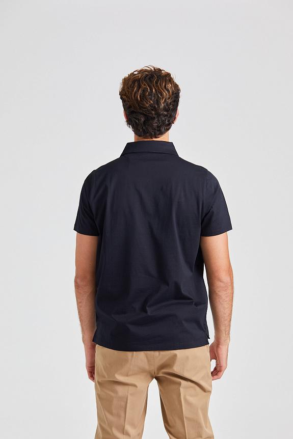 Stenströms Mercerized Cotton Polo Shirt Black-3