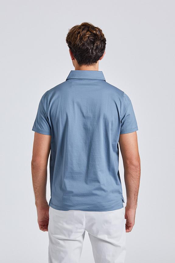 Stenströms Mercerized Cotton Polo Shirt Blue-2