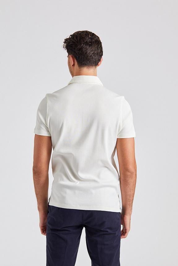 Stenströms Mercerized Jersey Polo Shirt Off White 