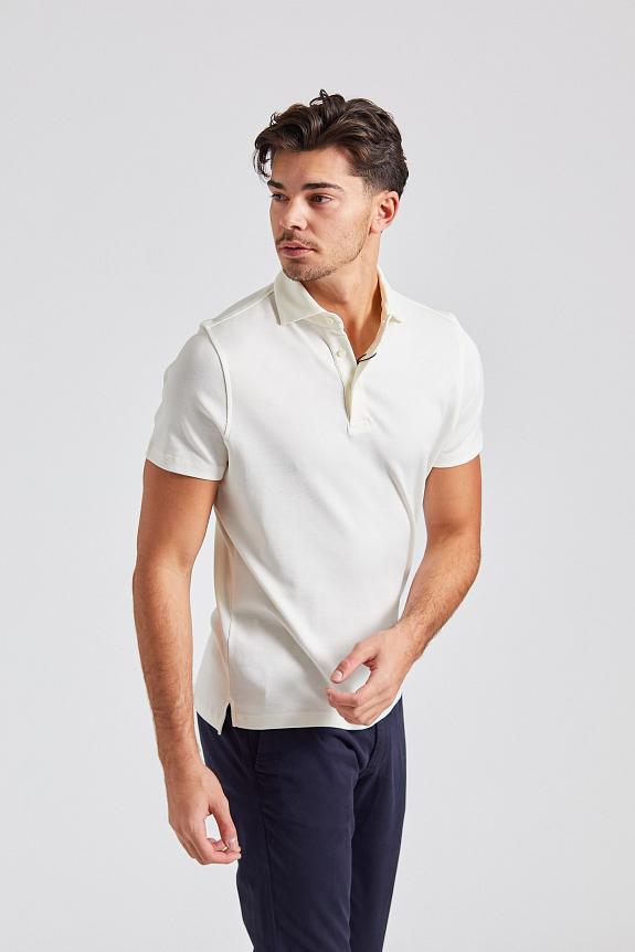 Stenströms Mercerized Jersey Polo Shirt Off White 