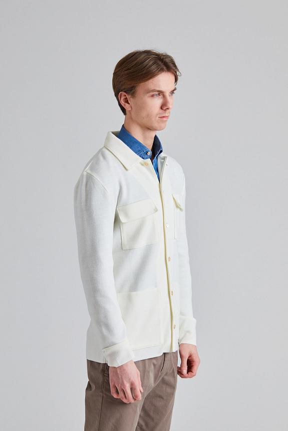 Stenströms Merino 4 Pocket Overshirt Off White-4