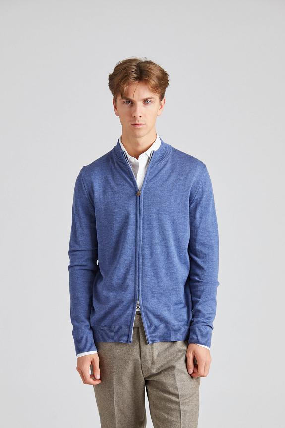 Stenströms Merino Full Zip Cardigan Blue-5