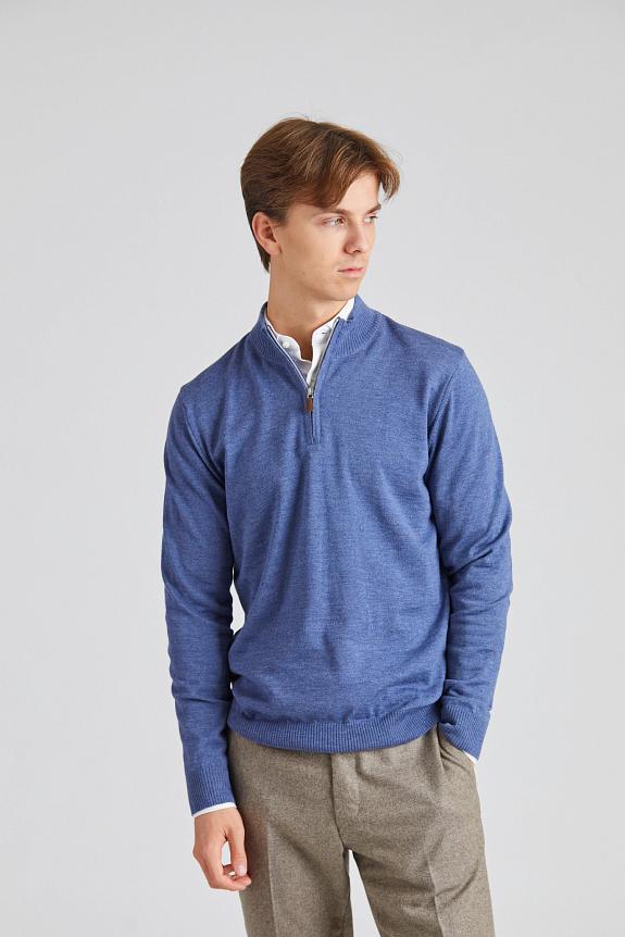 Stenströms Merino Half Zip Blue-3