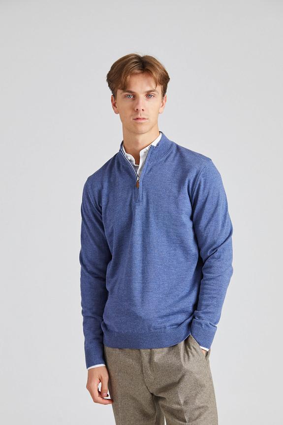 Stenströms Merino Half Zip Blue