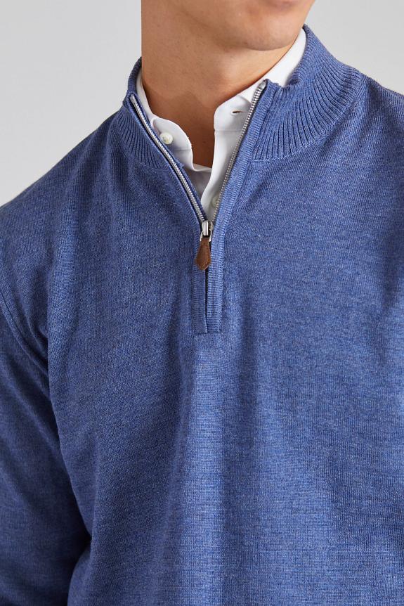 Stenströms Merino Half Zip Blue-1