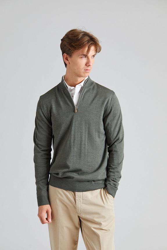 Stenströms Merino Half Zip Green-4