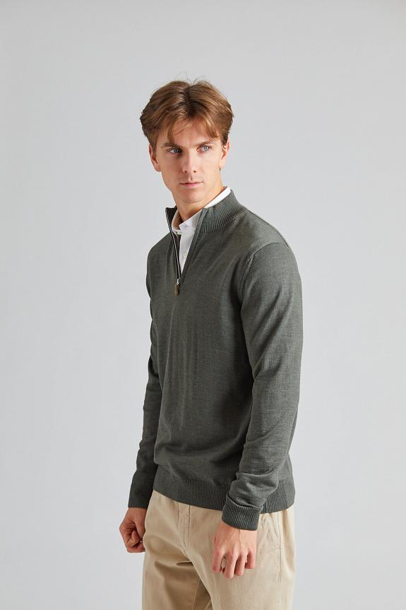 Stenströms Merino Half Zip Green-3