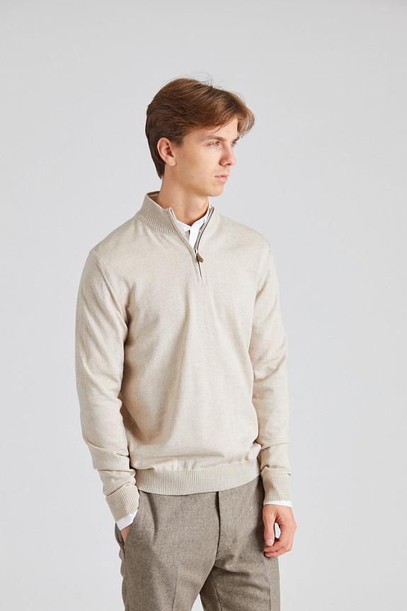 Stenströms Merino Half Zip Light Beige-3