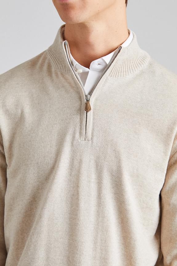 Stenströms Merino Half Zip Light Beige-1