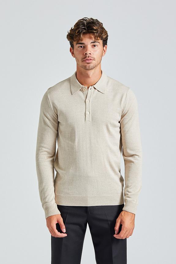 Stenströms Merino Polo Shirt Light Beige