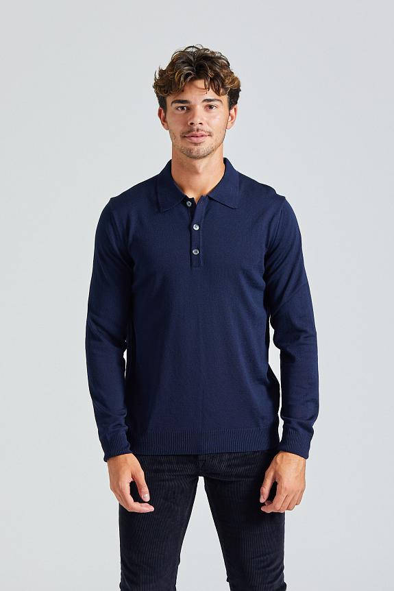 Stenströms Merino Polo Shirt Navy