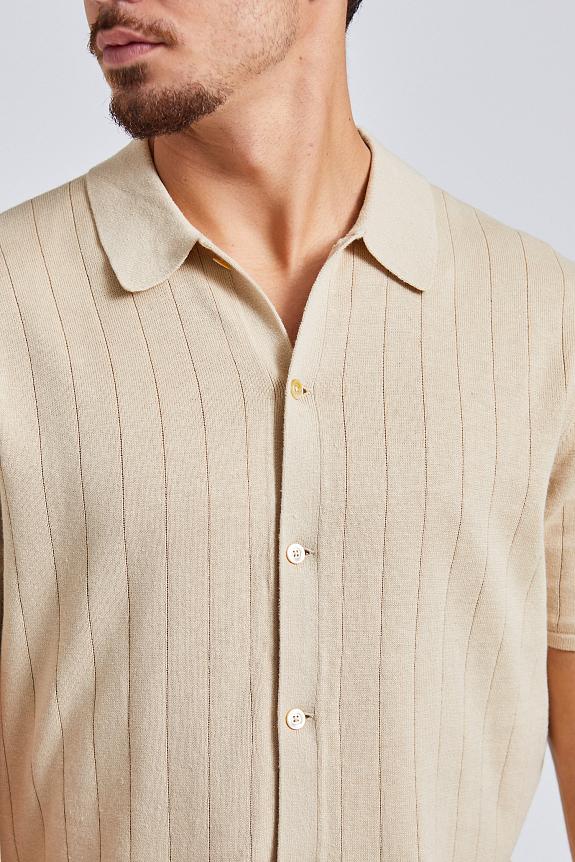 Stenströms Short Sleeve Cotton Linen Shirt Beige-1