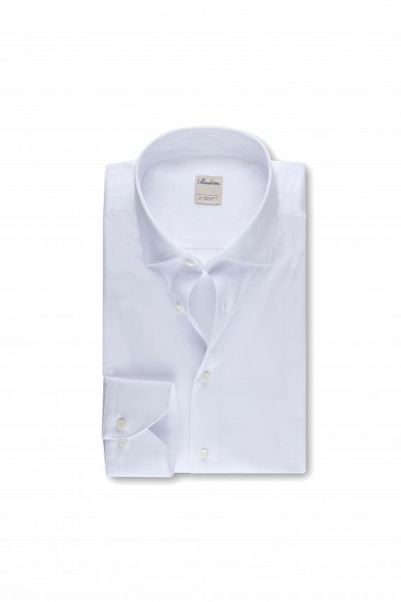 Stenströms Casual White Jersey Shirt Slim