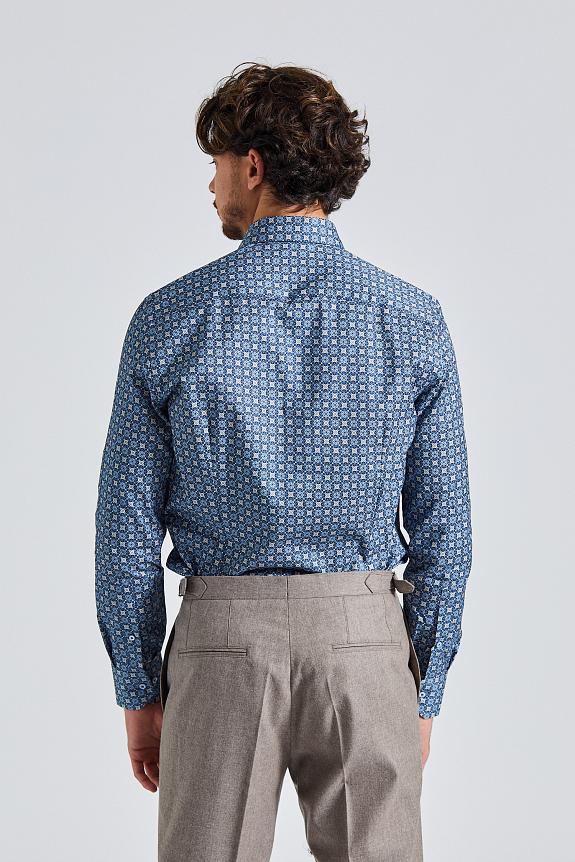 Stenströms Blue Patterned Oxford Shirt Slim-3