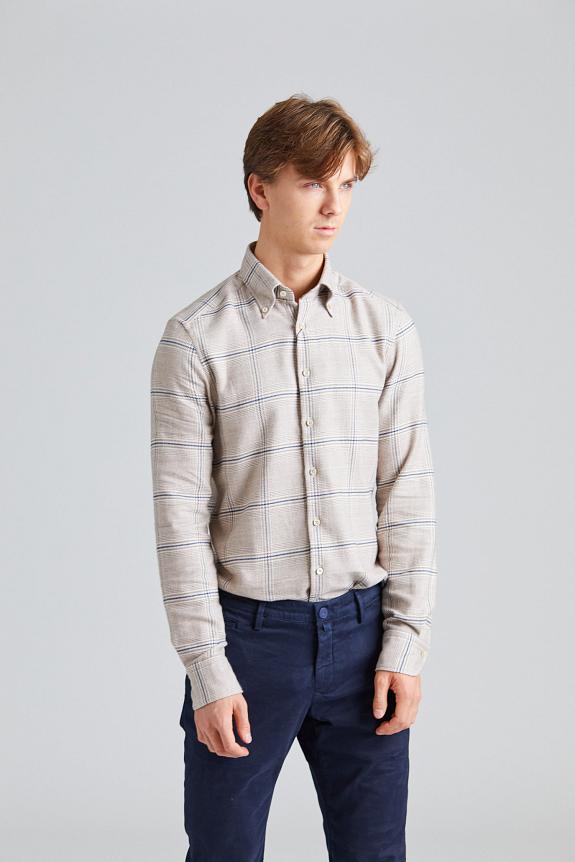Stenströms Slimline Flannel Beige Check-2