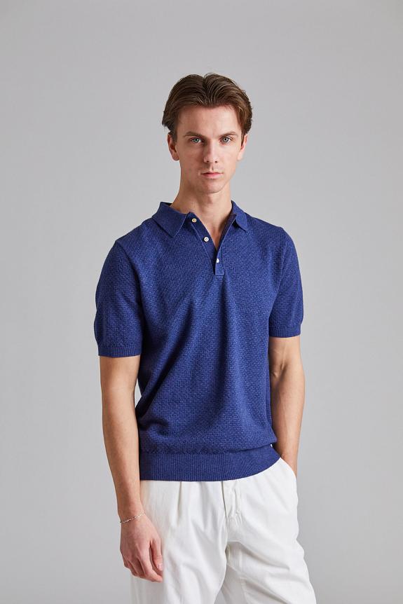 Stenströms Textured Polo Shirt Blue