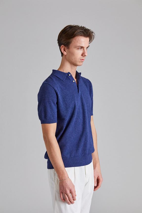 Stenströms Textured Polo Shirt Blue-1