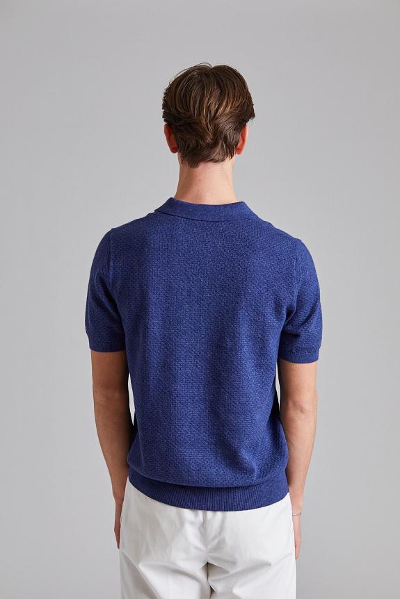 Stenströms Textured Polo Shirt Blue-2