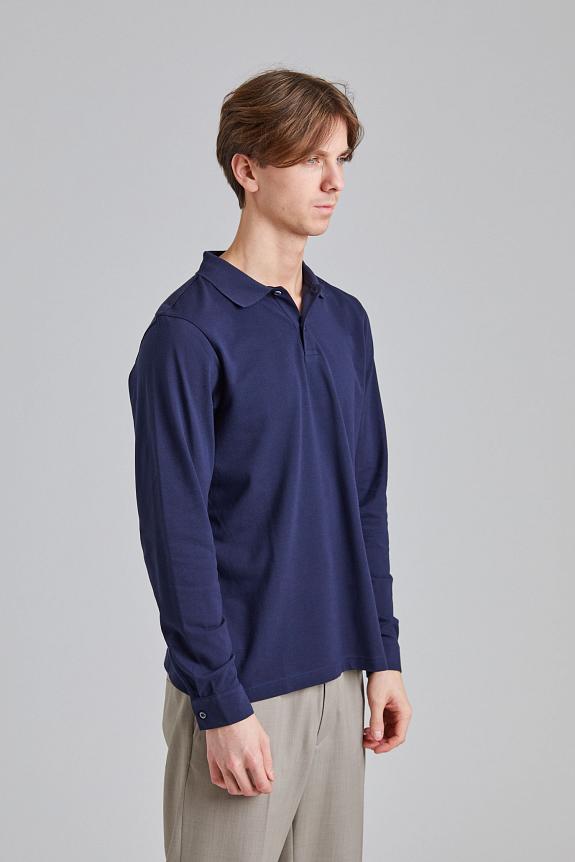 SUNSPEL LS Pique Polo Shirt Navy-3