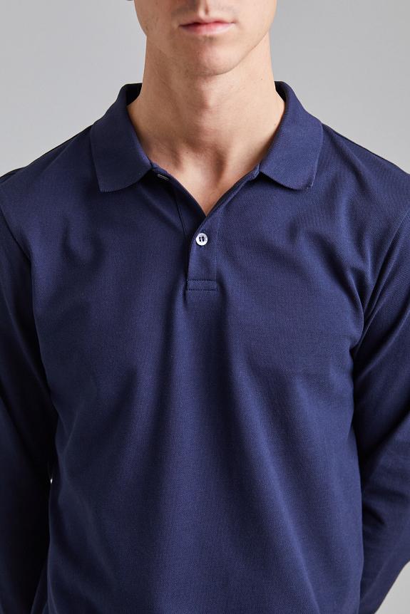 SUNSPEL LS Pique Polo Shirt Navy-1