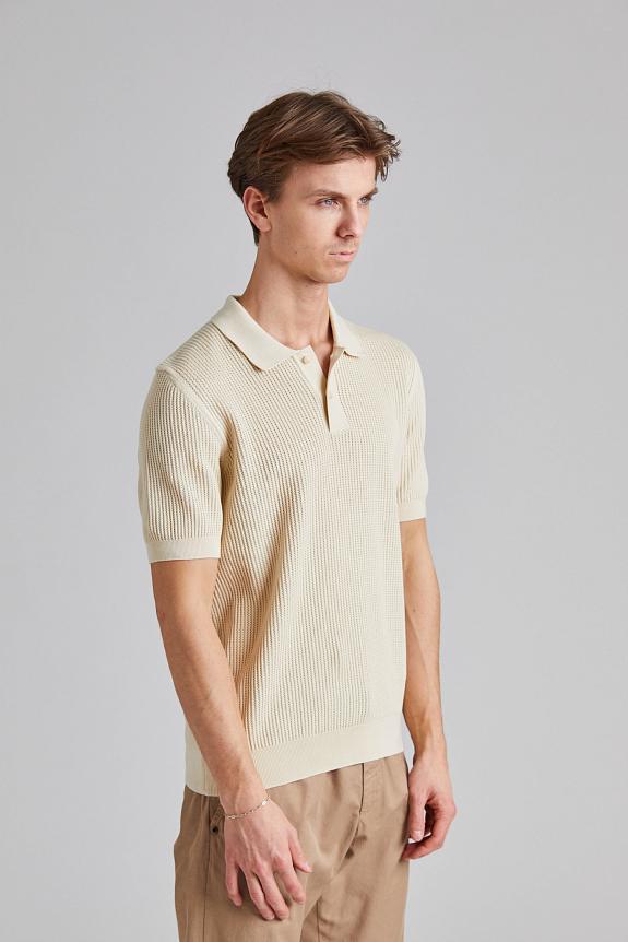 SUNSPEL Mesh Stitch Polo Ecru-2