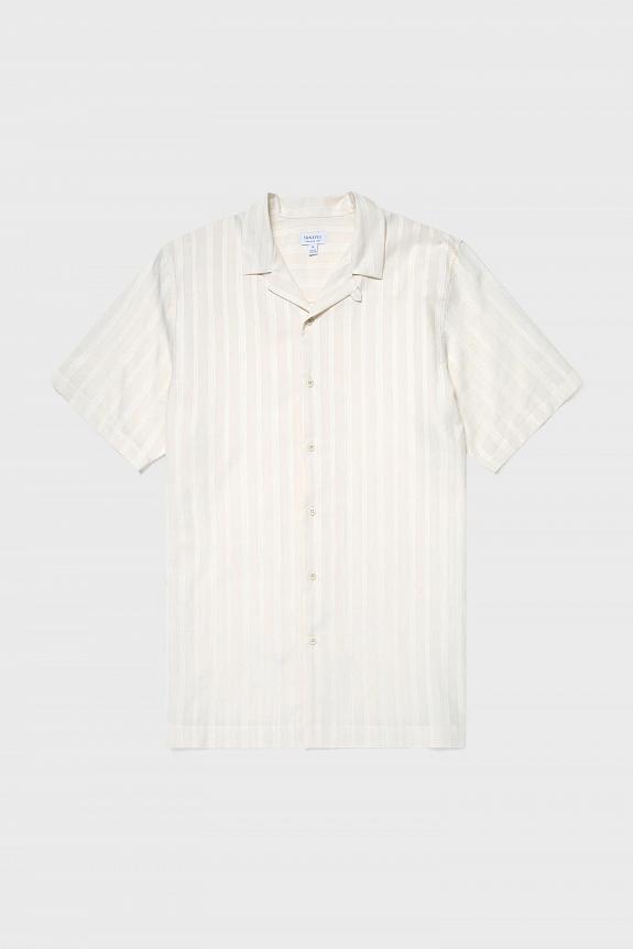 SUNSPEL SS Embroidered Stripe Shirt Ecru-3