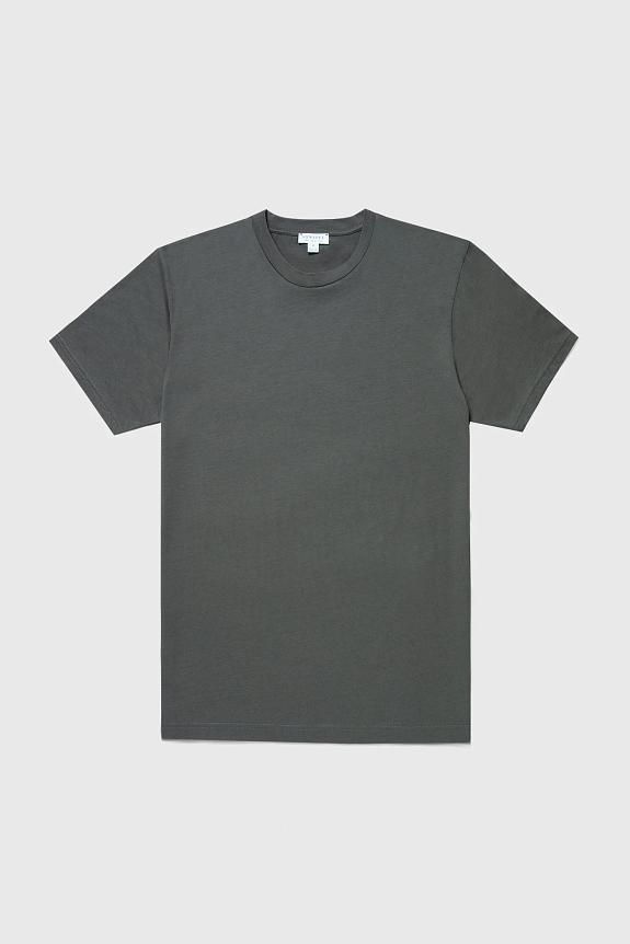 Sunspel SS Crew Neck T-Shirt Drill Green