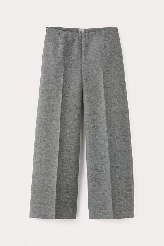 Toteme Clean Wide Trousers Grey Melange-4