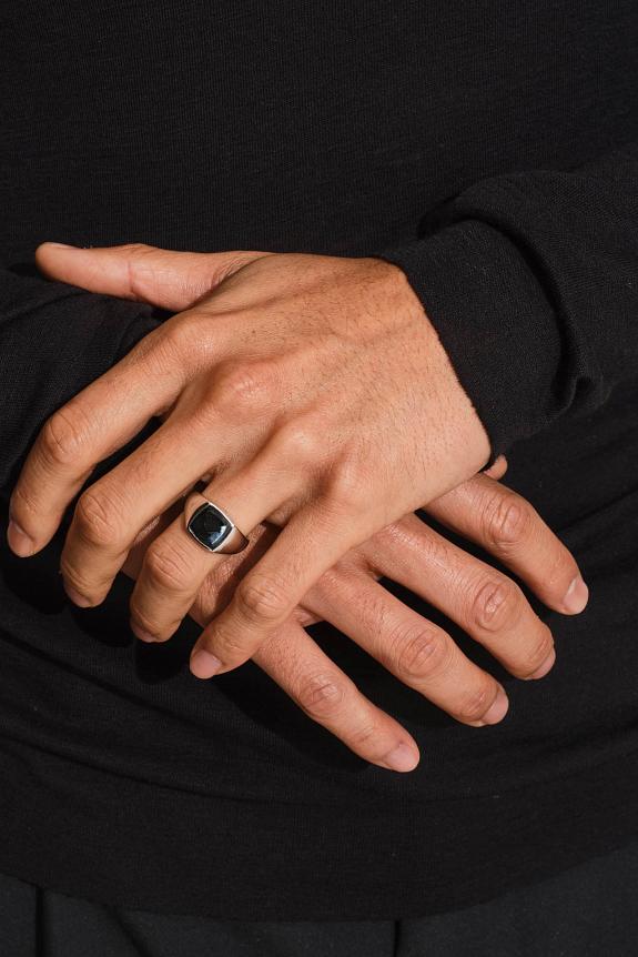 Tom Wood Kay Ring Black Larvikite-1