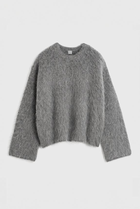 Toteme Boxy Alpaca Knit Dark Grey Melange-3