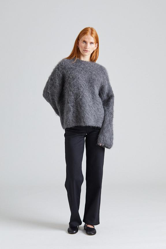 Toteme Boxy Alpaca Knit Dark Grey Melange-1