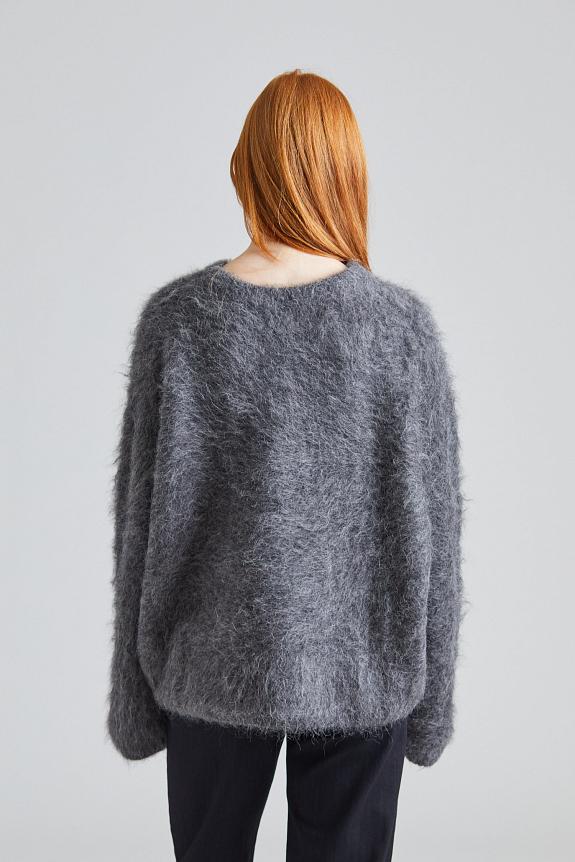 Toteme Boxy Alpaca Knit Dark Grey Melange-2