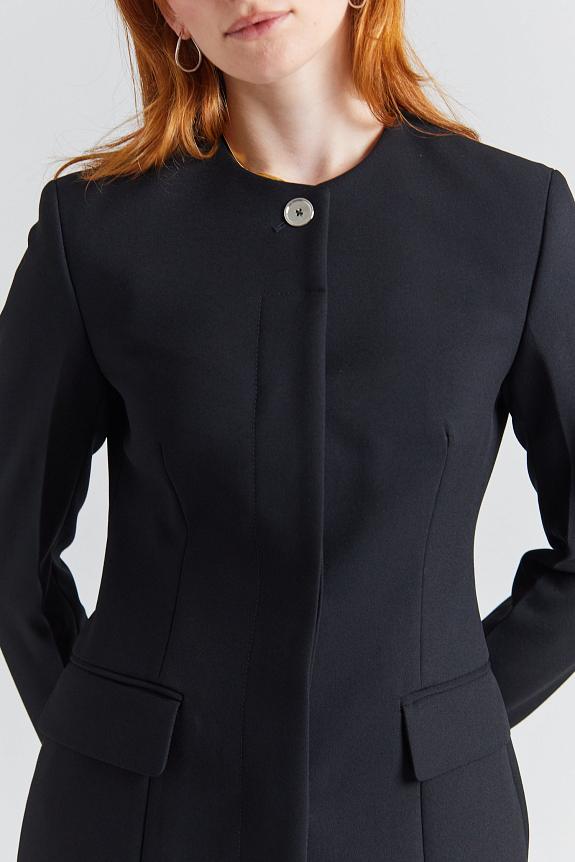 Toteme Collarless Cinched Buckled Slouch Suit Black-2