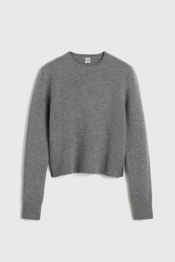 Toteme Cropped Crew-Neck Knit Grey Melange