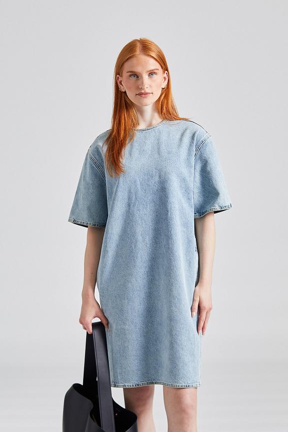 Toteme Denim Trapeze Dress Cool Blue