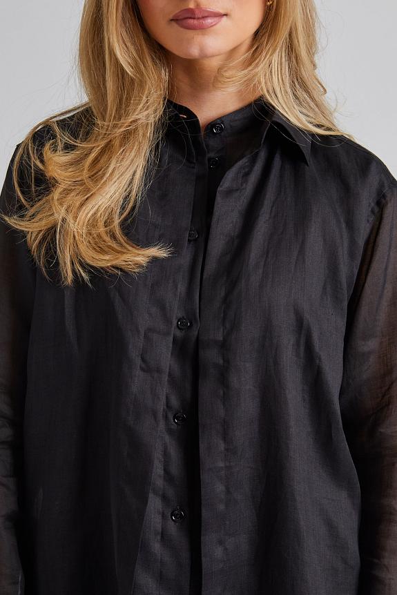 Toteme Double Collar Shirt Black-2