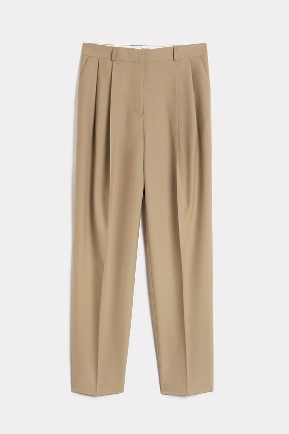 Toteme Double Pleated Tailored Trousers Biscuit