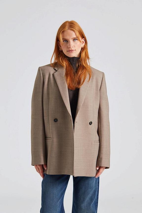 Toteme Double-Breasted Low-Waist Tailored Suit Oat Melange-1
