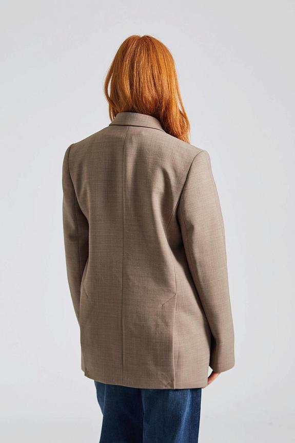 Toteme Double-Breasted Low-Waist Tailored Suit Oat Melange-3