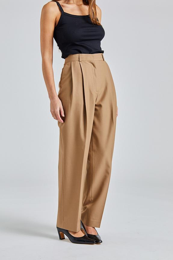Toteme Double Pleated Tailored Trousers Biscuit