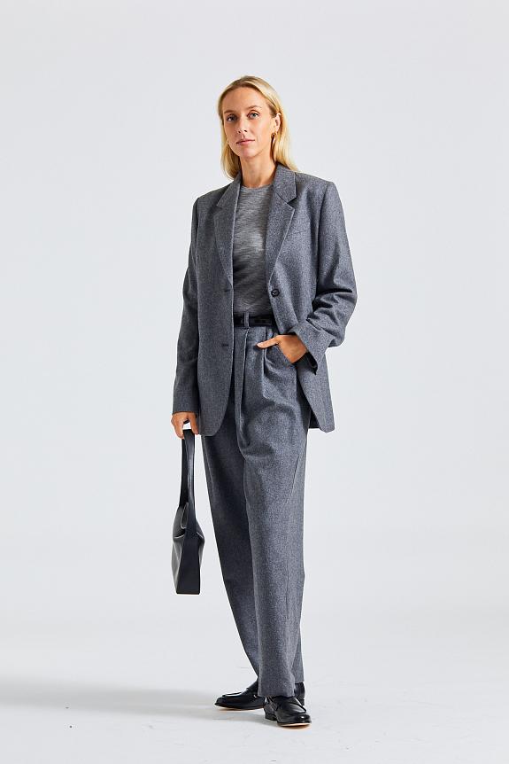 Toteme Double-Pleated Tailored Trousers Grey Melange