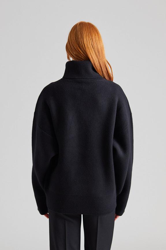 Toteme Double-knit Turtleneck Black-4